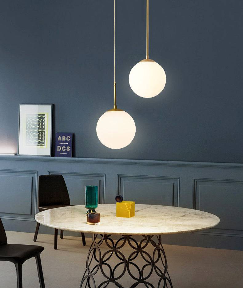 White Frosted Glass Brass Pendant Light - 202GPL - Modefinity