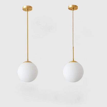 White Frosted Glass Brass Pendant Light - 202GPL - Modefinity