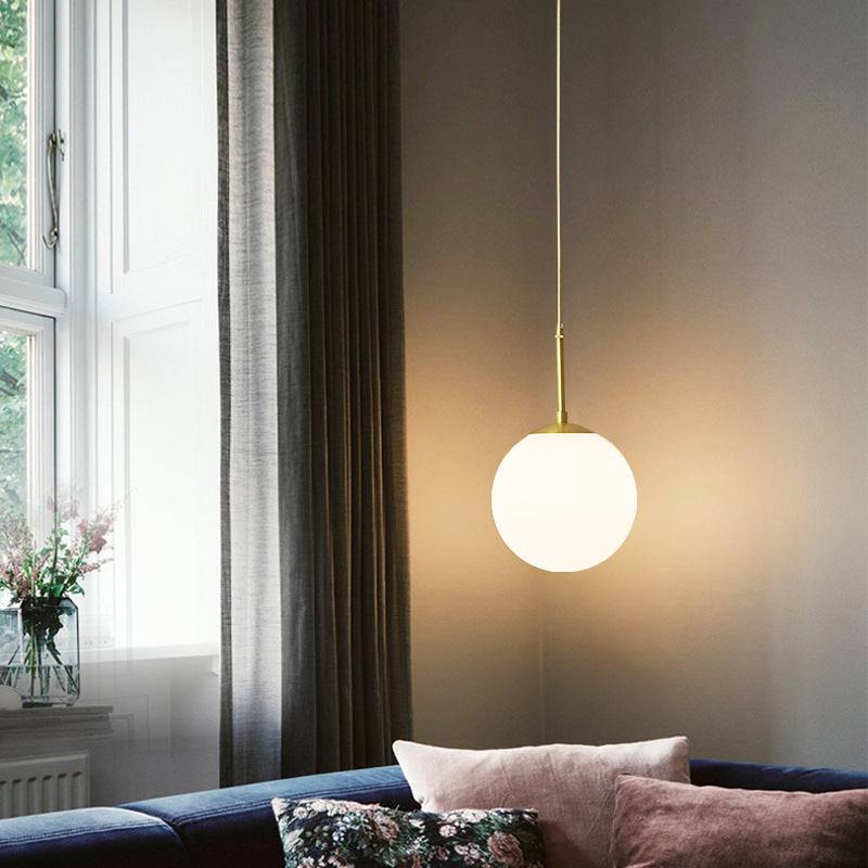 White Frosted Glass Brass Pendant Light - 202GPL - Modefinity