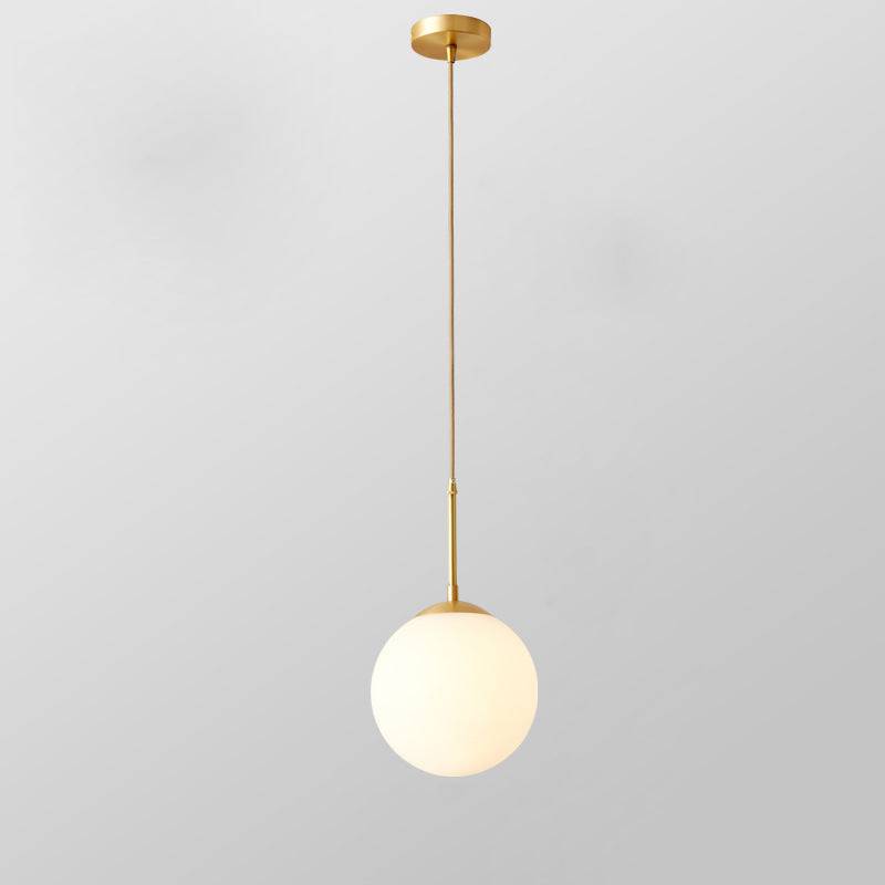 White Frosted Glass Brass Pendant Light - 202GPL - Modefinity