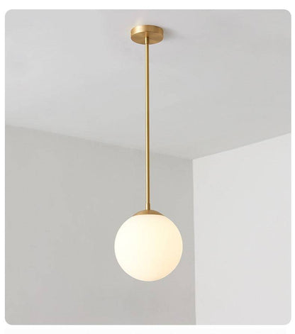 White Frosted Glass Brass Pendant Light - 202GPL - Modefinity