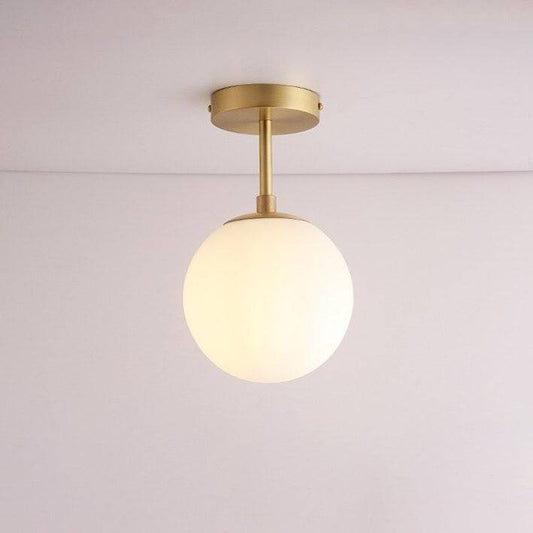 White Frosted Glass Brass Pendant Light - 205GPL - Modefinity