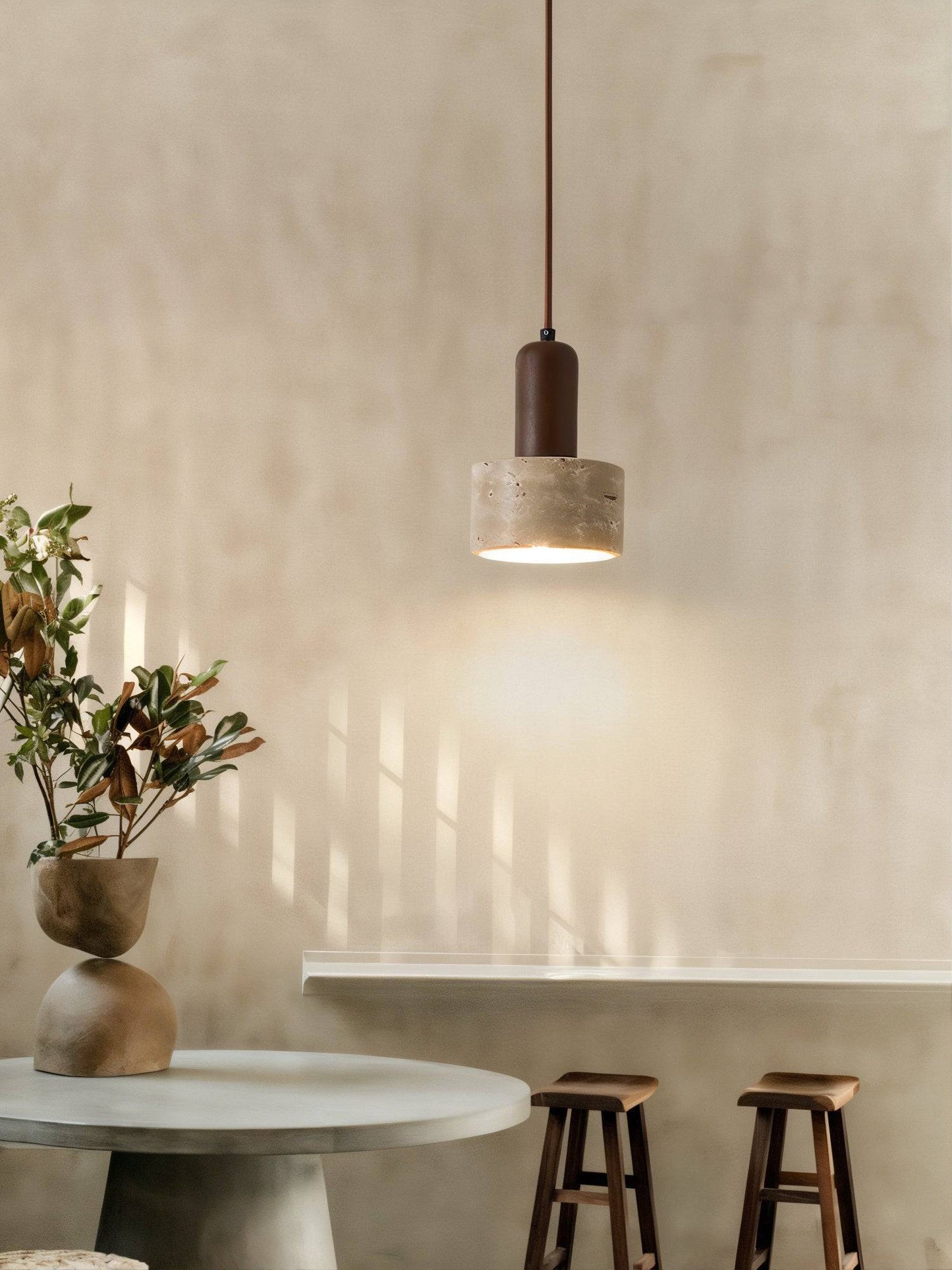 Wood And Stone Pendant Light - Modefinity