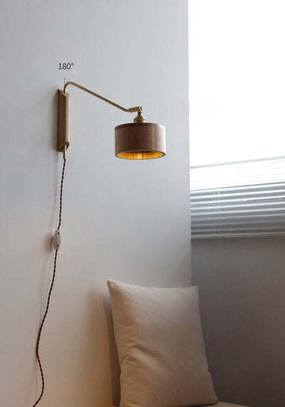 Wood Brass Swing Arm Wood Wall Light - 211SWL - Modefinity