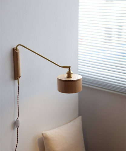 Wood Brass Swing Arm Wood Wall Light - 211SWL - Modefinity