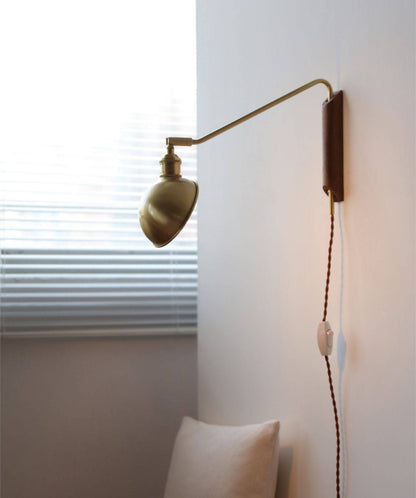 Wood Brass Swing Arm Wood Wall Light - 211SWL - Modefinity