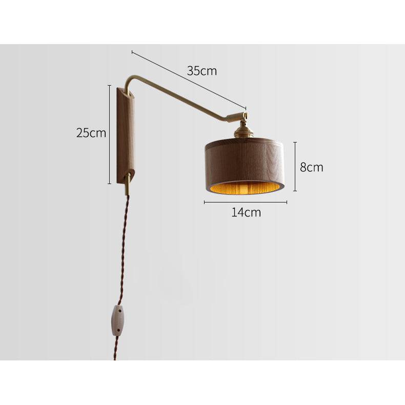 Wood Brass Swing Arm Wood Wall Light - 211SWL - Modefinity