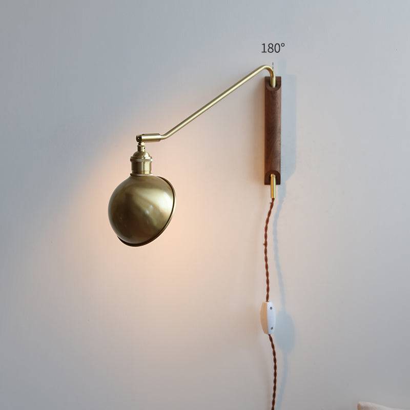 Wood Brass Swing Arm Wood Wall Light - 211SWL - Modefinity