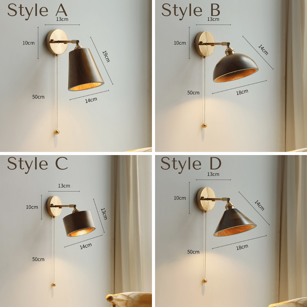 Wood Brass Wall Light - 127WL - Modefinity