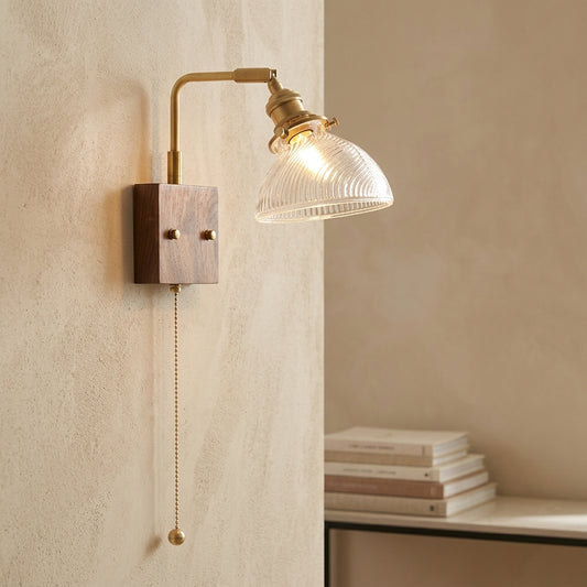 Lumière murale en verre avec plaque en bois - 103wl