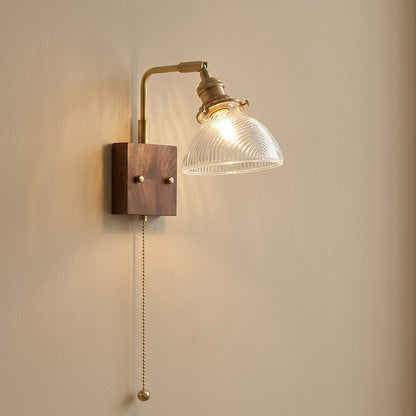 Lumière murale en verre avec plaque en bois - 103wl