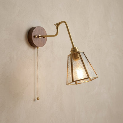 Lumière murale en verre avec plaque en bois - 101wl