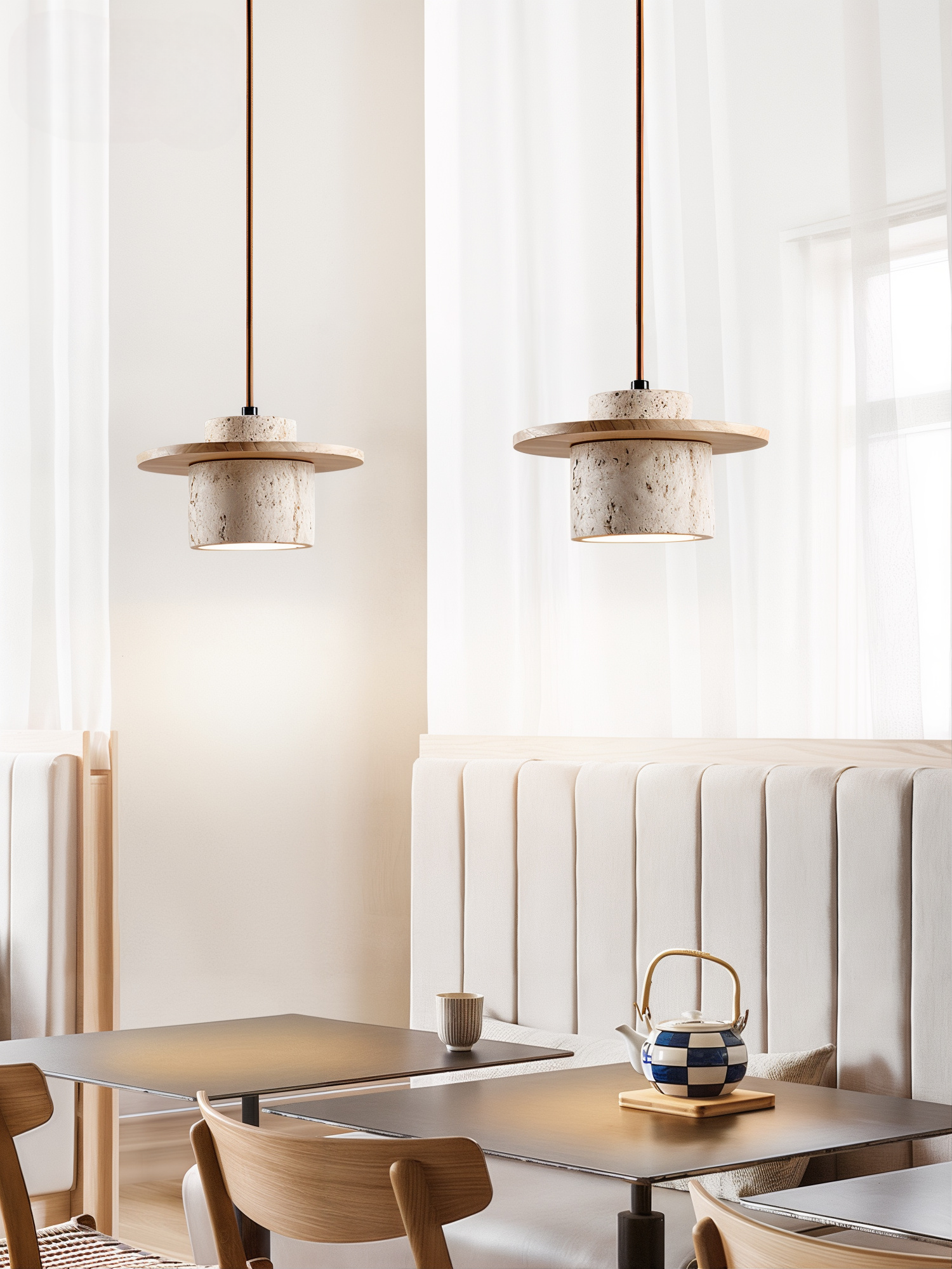 Textured Stone Pendant Light - Modern Rustic - Modefinity