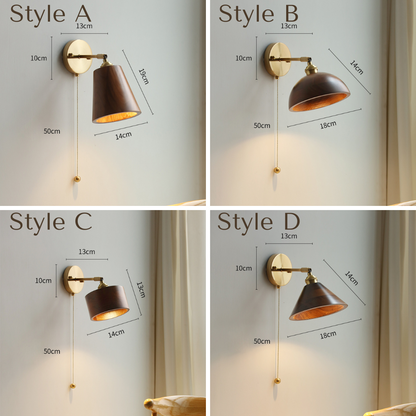 Wood Brass Wall Light - 127WL - Modefinity