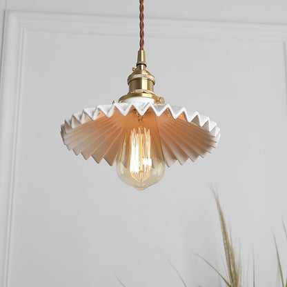 Fluted Ceramic Brass Pendant Light - 120PL - Modefinity