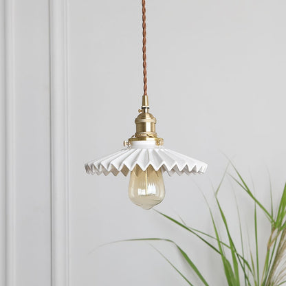 Fluted Ceramic Brass Pendant Light - 120PL - Modefinity