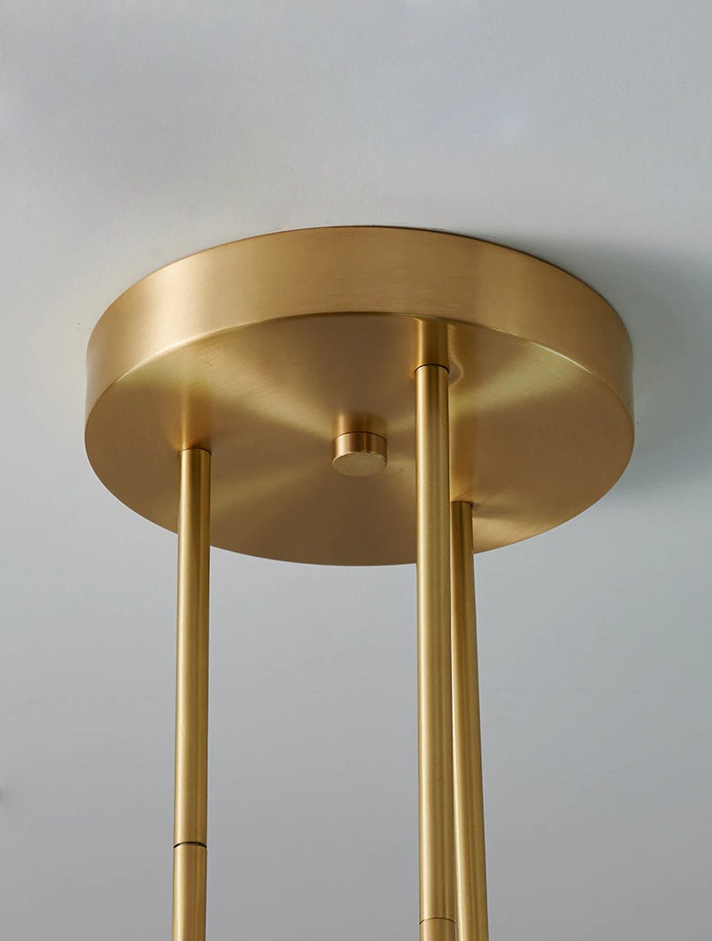 Brass Chandelier With White Frosted Globes - 1CH5 - Modefinity