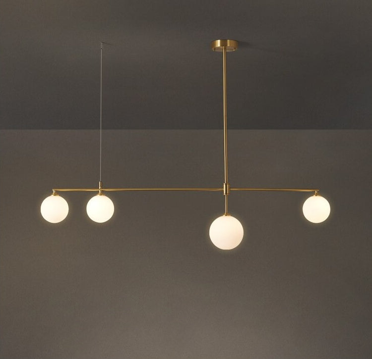 Brass Chandelier With White Frosted Globes - 1CH8 - Modefinity