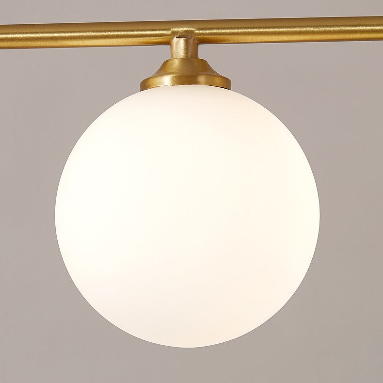 Brass Chandelier With White Frosted Globes - 1CH8 - Modefinity