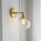 Ribbed Globe Glass Brass Wall Light - 220GBWL - Modefinity