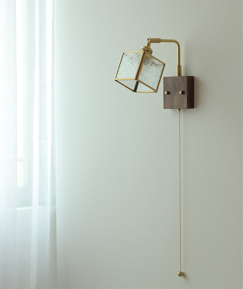 Glass Wall Light With Wood Plate - 102WL - Modefinity