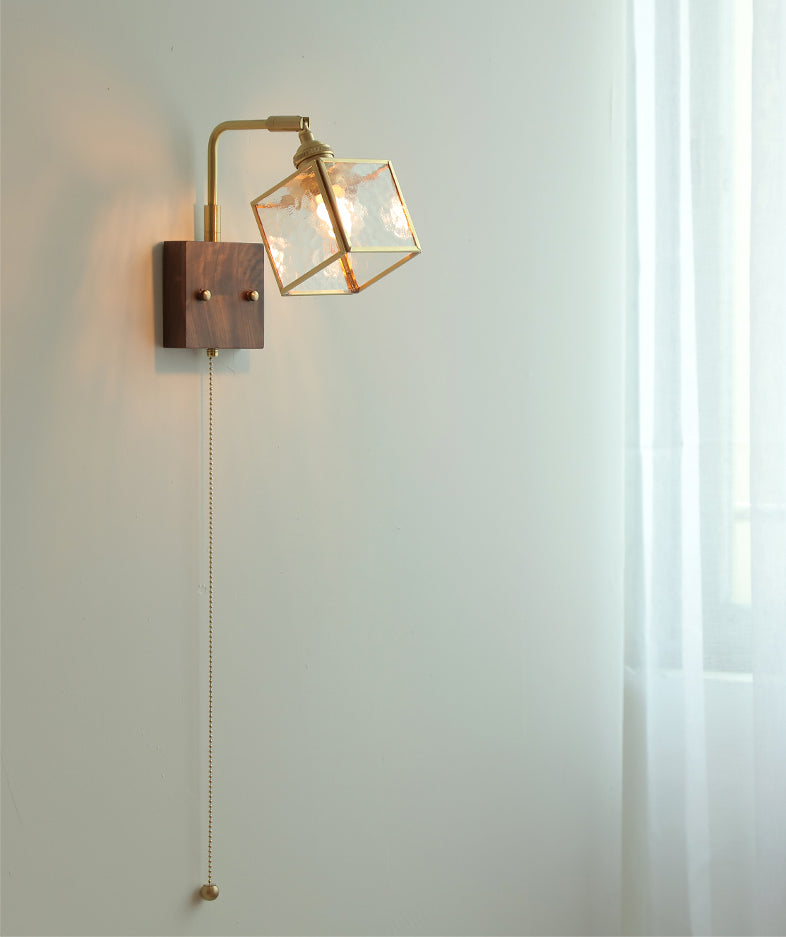 Glass Wall Light With Wood Plate - 102WL - Modefinity