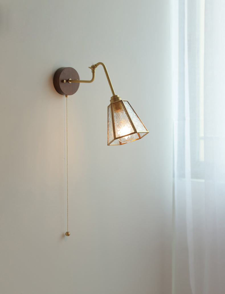 Glass Wall Light With Wood Plate - 101WL - Modefinity