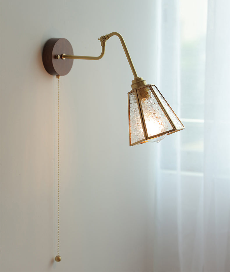 Glass Wall Light With Wood Plate - 101WL - Modefinity