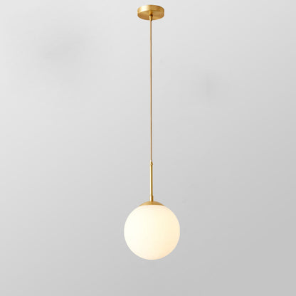 White Frosted Glass Brass Pendant Light - 202GPL - Modefinity