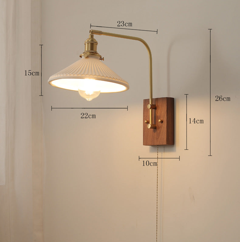 Ceramic Wall Light With Wood Plate - 109WL - Modefinity