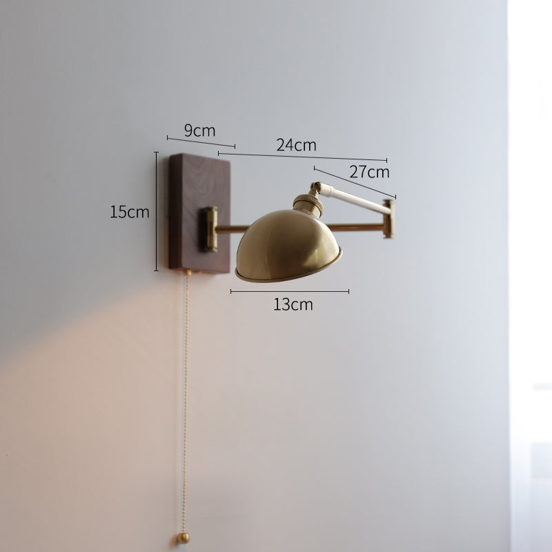 Brass Wall Light With Wood Plate - 118WL - Modefinity