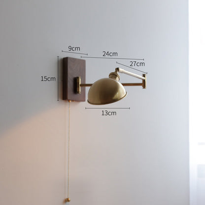 Brass Wall Light With Wood Plate - 118WL - Modefinity