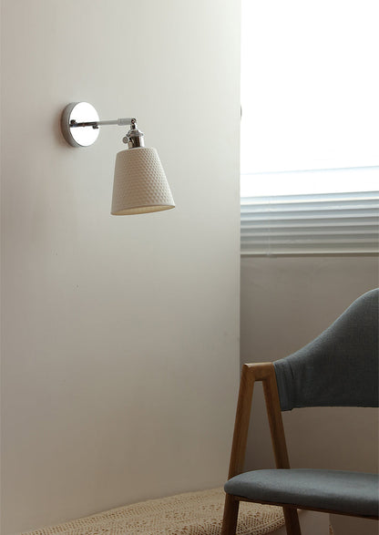 White Ceramic Silver Wall Light - 205SST - Modefinity