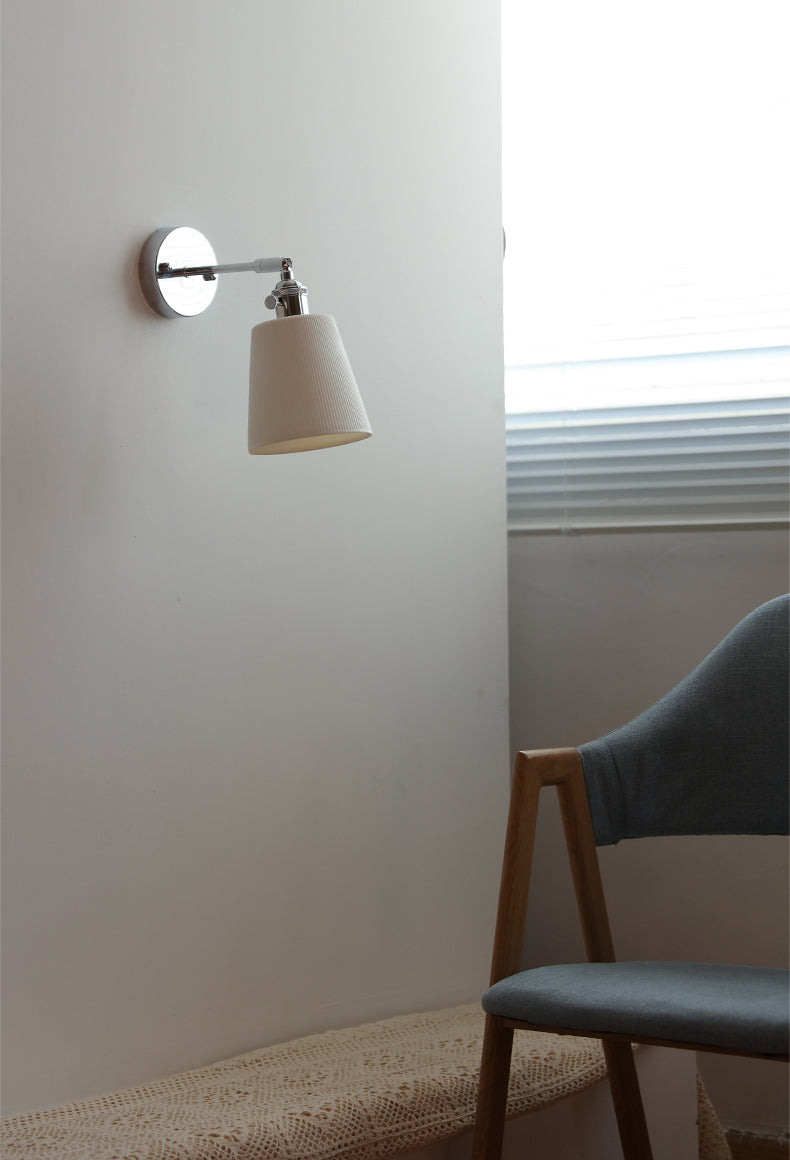 White Ceramic Silver Wall Light - 205SST - Modefinity