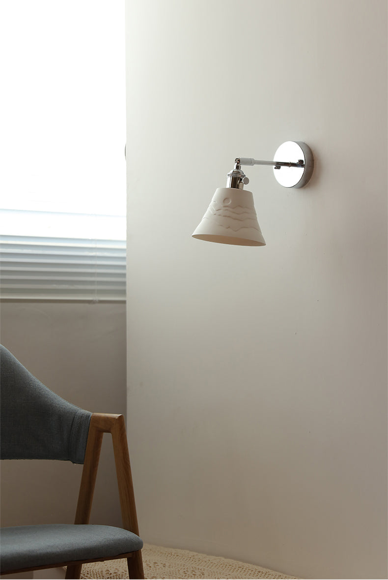 White Ceramic Silver Wall Light - 205SST - Modefinity