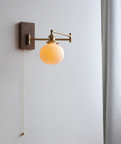 Ceramic Wall Light With Wood Plate - 116WL - Modefinity