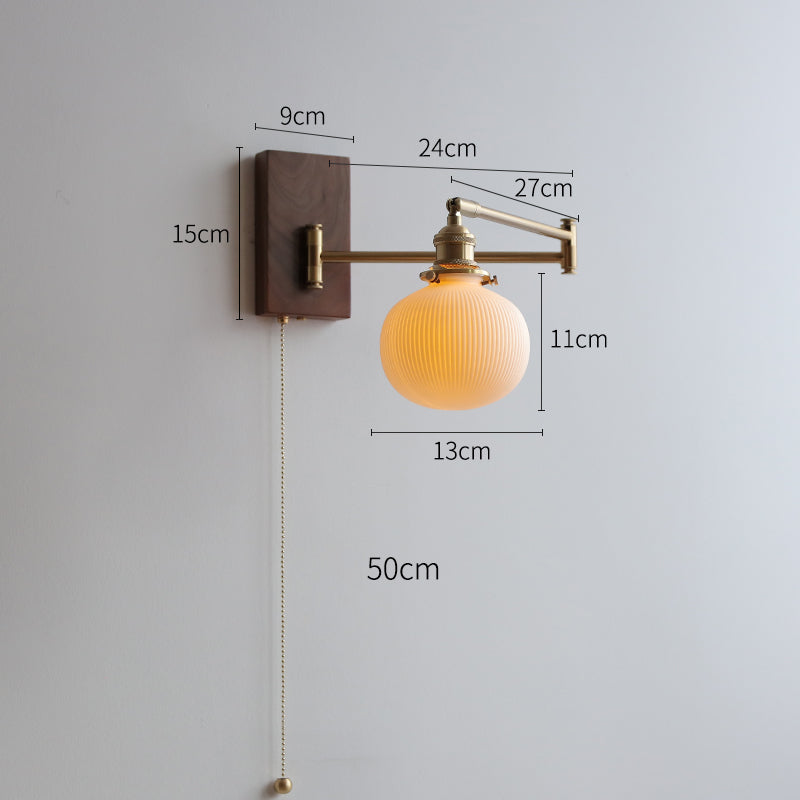 Ceramic Wall Light With Wood Plate - 116WL - Modefinity