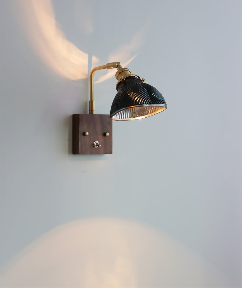 Glass Wall Light With Wood Plate - 105WL - Modefinity