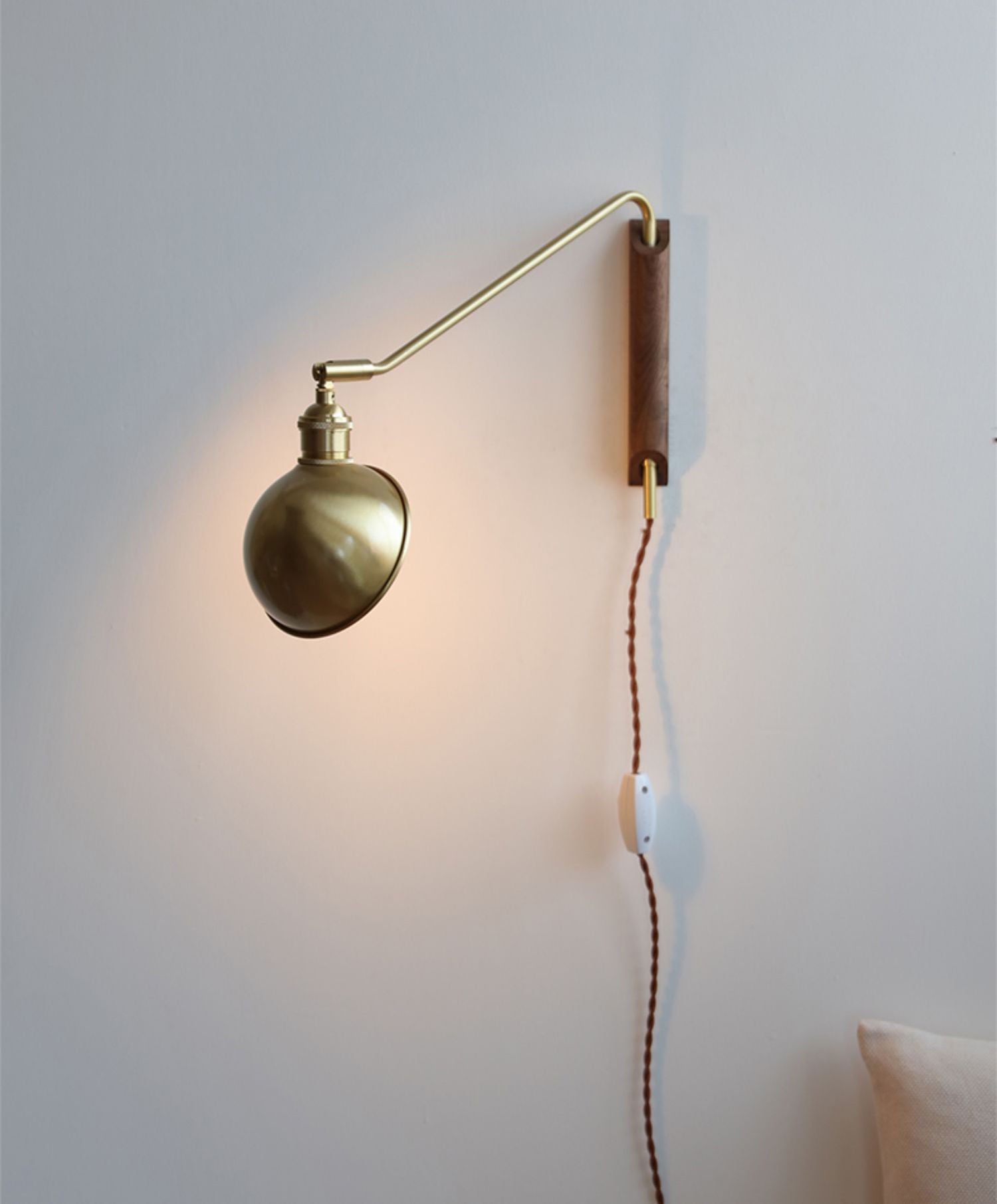 Wood Brass Swing Arm Wood Wall Light - 211SWL - Modefinity