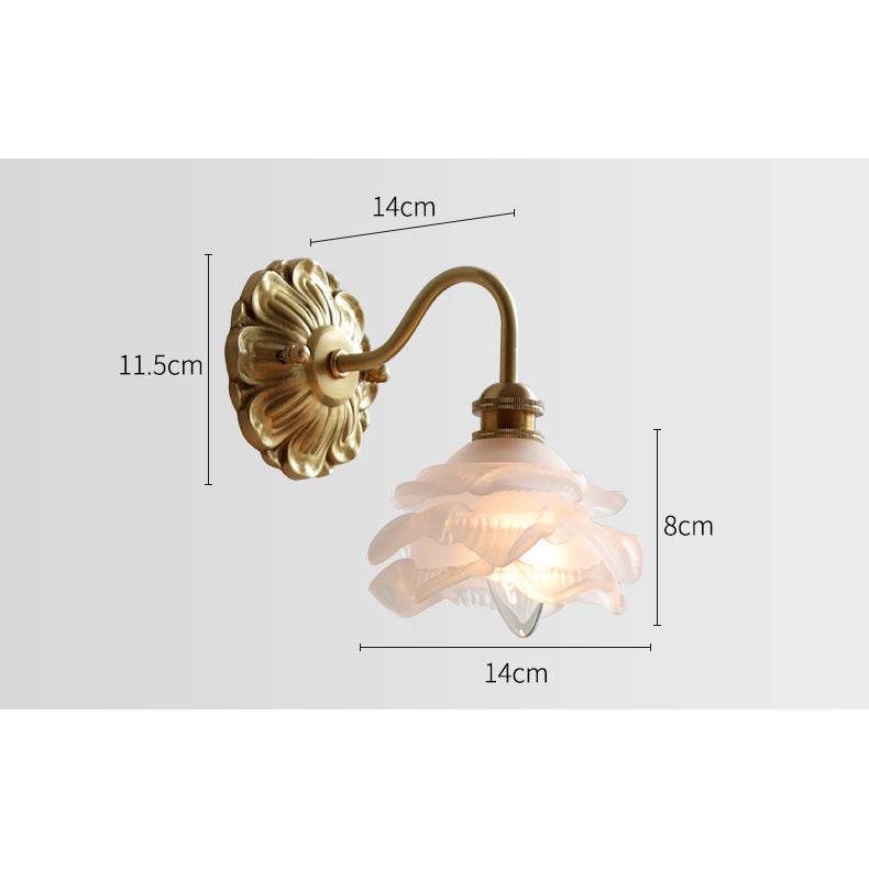 Curved Gooseneck Glass Brass Wall Sconce Light - 230GBWL - Modefinity