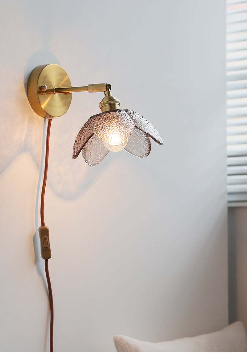 Flower Glass Plug In Wall Sconce Light - 225GBWL - Modefinity