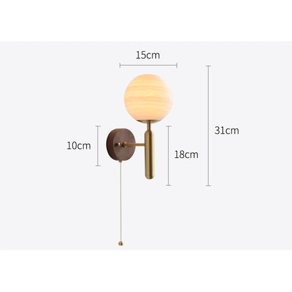 Wood Glass Globe Wall Light - 120WL - Modefinity