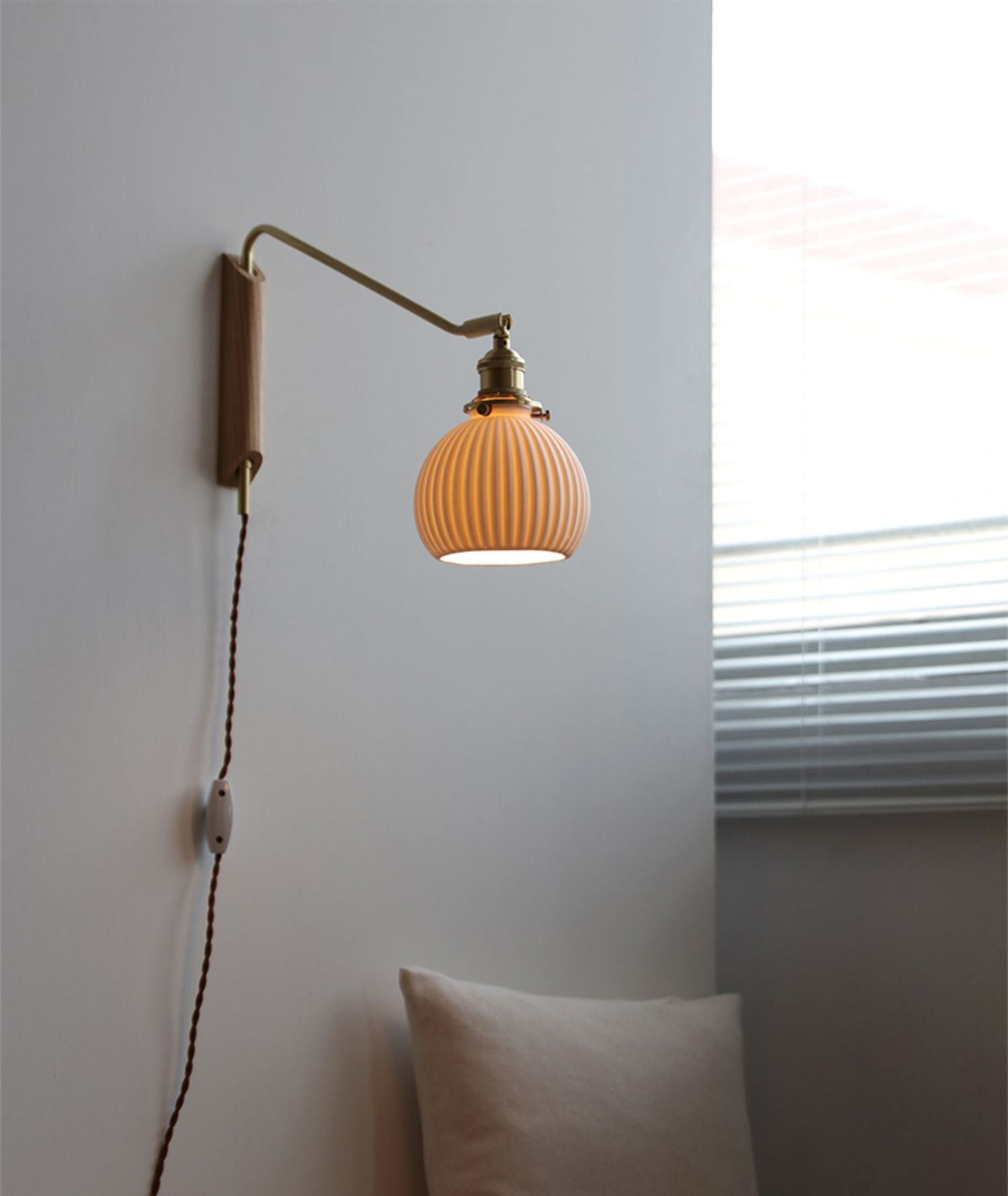 Ceramic Swing Arm Wood Wall Light - 210SWL - Modefinity