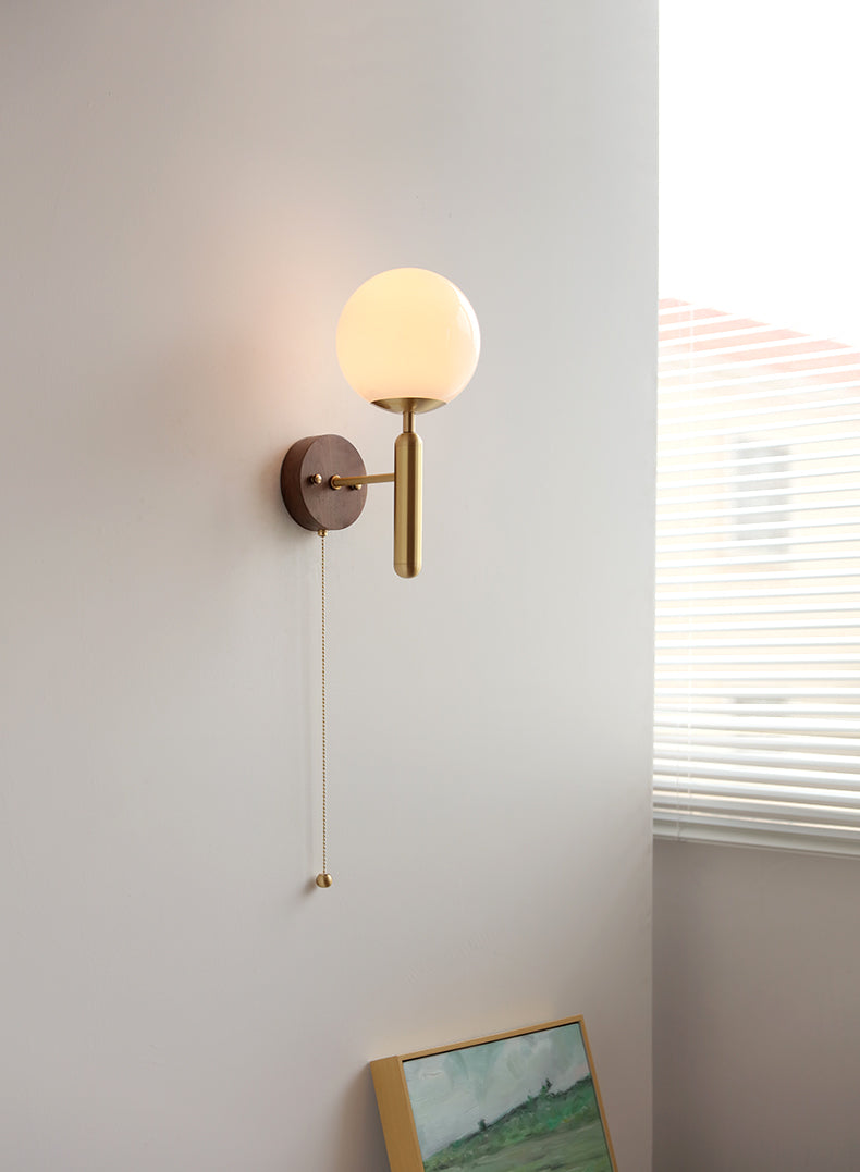 Wood Glass Globe Wall Light - 120WL - Modefinity