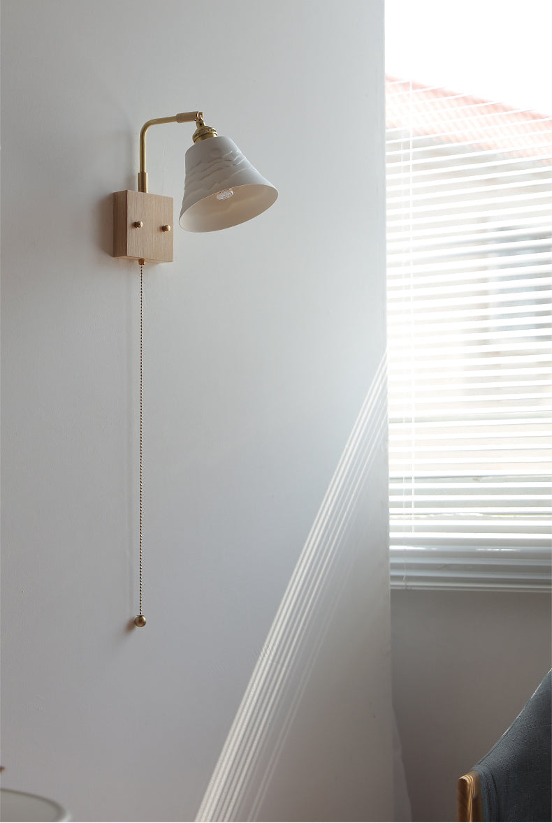 Ceramic Wall Light With Wood Plate - 112WL - Modefinity