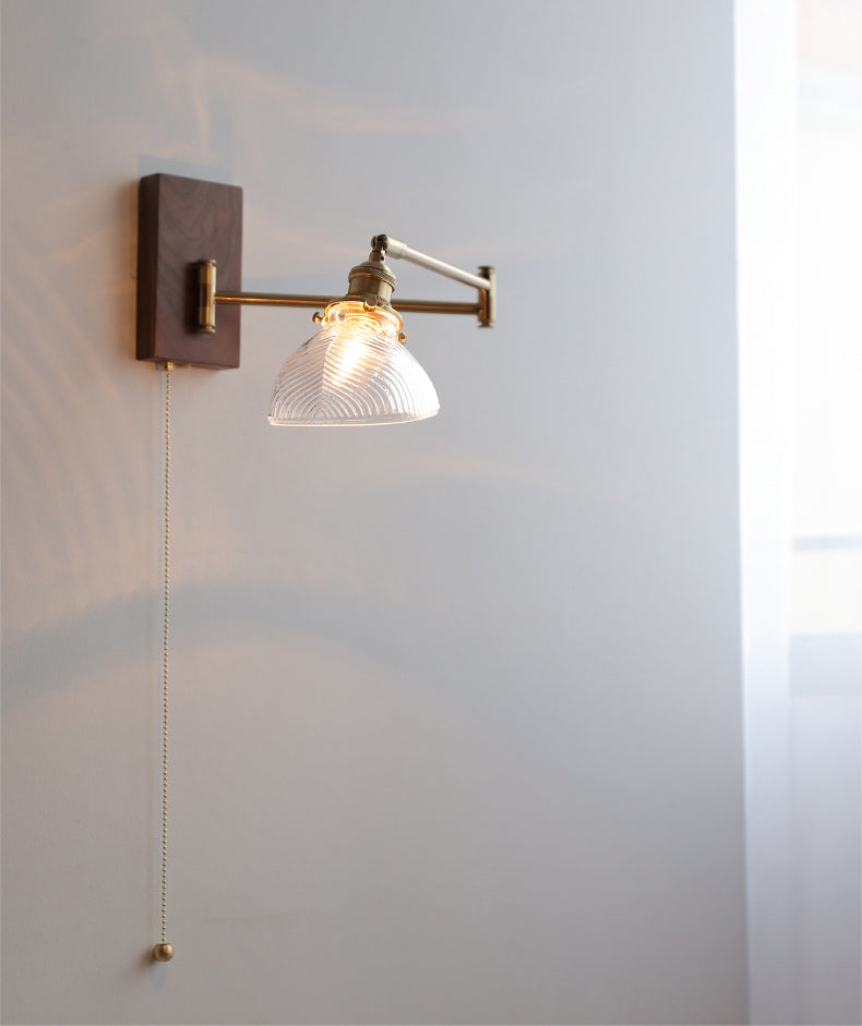 Glass Wall Light With Wood Plate - 106WL - Modefinity